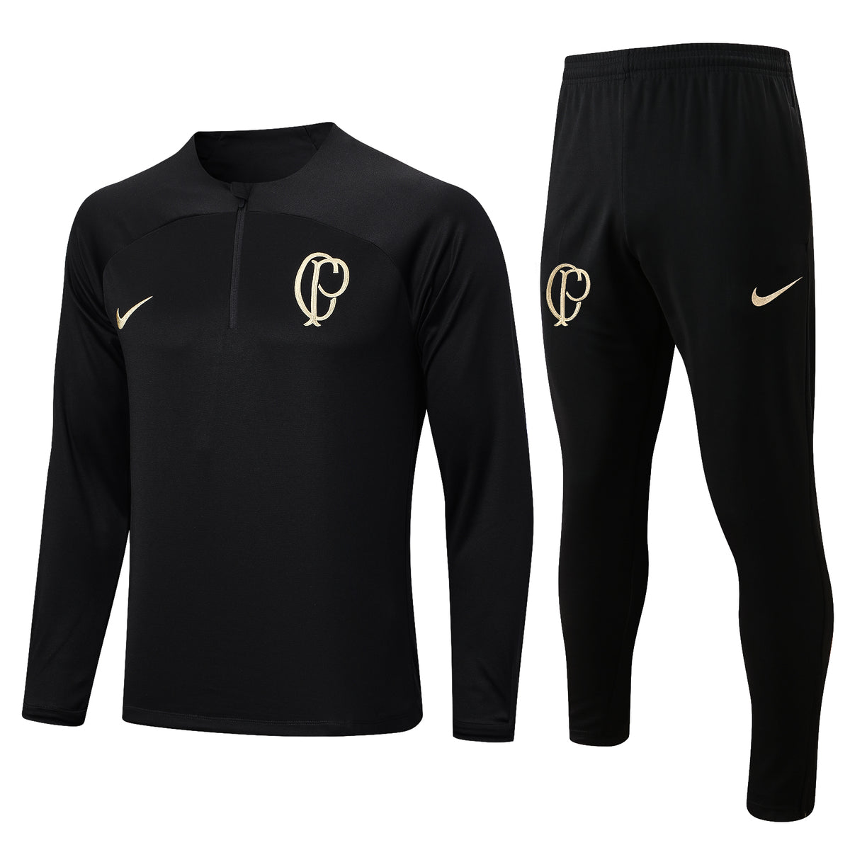 Conjunto Corinthians Ziper Curto Treino Preto